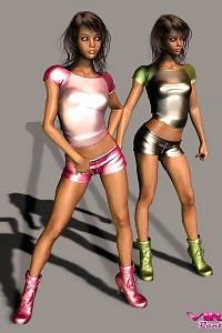 Nicelooking virtual younggirls in shiny tight hot panties