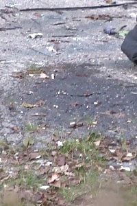 Brunette babe is desperate to pee outside