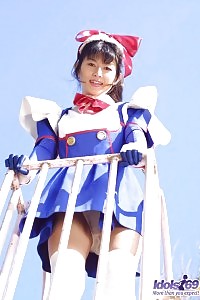 Akane gets her sailor dress ripped off by her boy as he ties her up