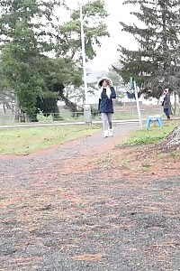 Victoria Pure pisses in outdoor in a local woodland