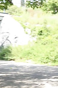 Big titted light-haired stands to pee outside