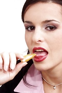 Fabulous devilish in stockings gets horny in her work then slips off clothes