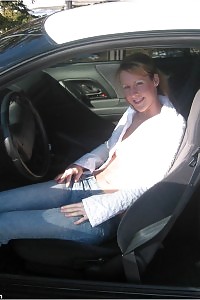 Sea shows off her tight body clothed jeans in a chevrolet camaro