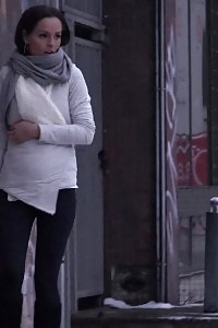 Magnetic bitch in scarf sprays her golden pee