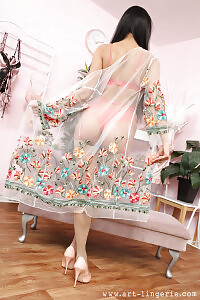 Jasmine playing with her sheer dress looks like the princess flashing bra and panties