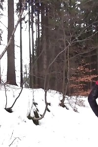 Breathtaking brunette queen pisses in the snow