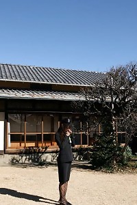 Asian sexy stripper shows baps while jerking off against camera