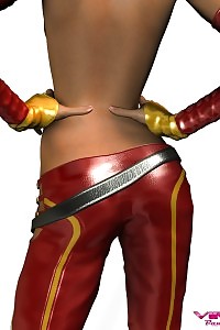 An attractive 3D younggirl in her tight red latex panties