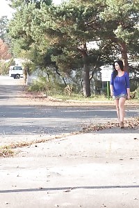 Dark haired stunner leaves a pee puddle public