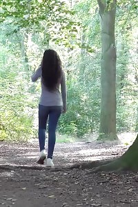 Outdoors pissing in the woodland for Esperansa
