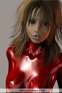 Virtual hotsy in a tight glossy dress