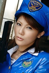 Flirty Asian cop is a real lewd cum in the dark with her good talents
