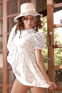 Fetching honey Tweetie Byrd hikes up her miniskirt to exhibit off her bald latina labia
