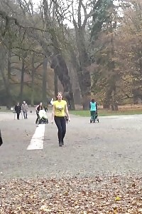 Magnificent girl pisses in the mid of a public woodland