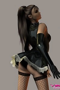 Fascinating virtual ladies upskirt and cute lace panties