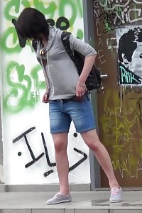 Tramp leaves a pissy mess on the steps