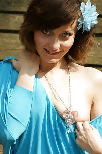 Beautiful Kirsty uncover blue dress