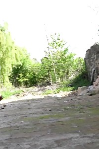 Blonde with tattoes sprays her pee on the ground