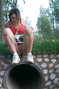 Desirable Diana Sweet enjoys a hot pee outside