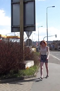 Ginger sprays a hot stream of piss outdoors