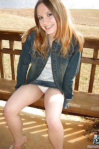 Kitty shows her eating cotton panties outdoor