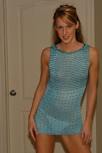 Tight blue dress in mirror