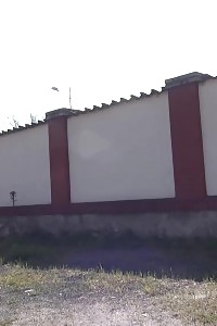 Innocent miss pissing outside on concrete steps