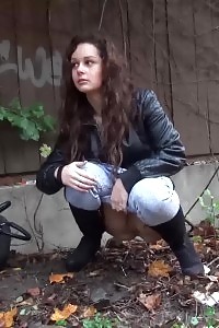 An Innocent brunette takes a few attempts to piss