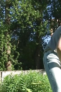 Fabulous Lena June nervously pisses outdoors