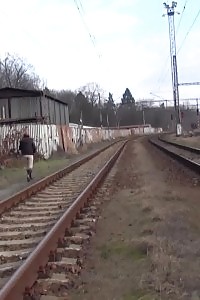 Brunette princess pulls down her panties to piss outside