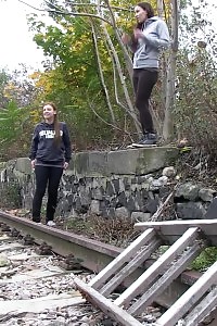 Gfs both need to pee while walking outside